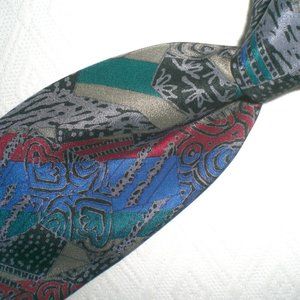 vintage MISSONI 100% silk tie abstract blue gray